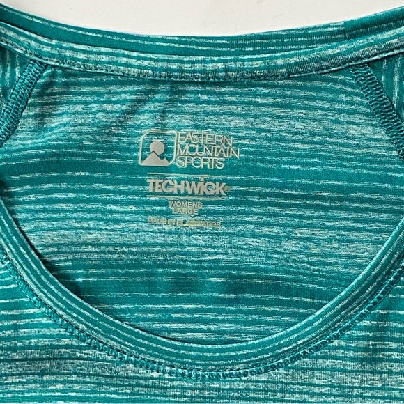 Eastern Mountain Sports Techwick Shirt Size Large Aqua Green Short Sleeve Sporty - Picture 4 of 14